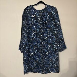 Banana Republic Navy Floral Long Sleeve Dress
